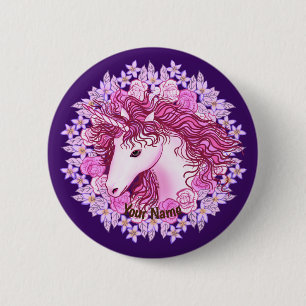 Floral Alpha Unicorn Button