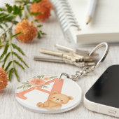 Floral Alphabet A Keychain – Cute Bear Schlüsselanhänger (Vorderseite rechts)