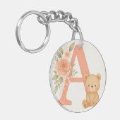Floral Alphabet A Keychain – Cute Bear  Schlüsselanhänger (Vorderseite links)