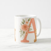 Floral Alphabet A Mug – Cute Bear Initial Mug Kaffeetasse (VorderseiteRechts)