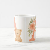 Floral Alphabet A Mug – Cute Bear Initial Mug Kaffeetasse (Mittel)