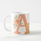 Floral Alphabet A Mug – Cute Bear Initial Mug Kaffeetasse (Links)