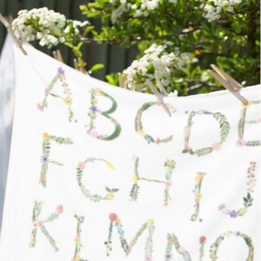 Floral Alphabet ABC Fleece Blanket