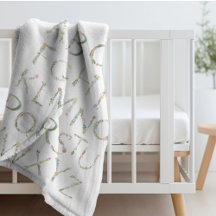 Floral Alphabet ABC Fleece Blanket