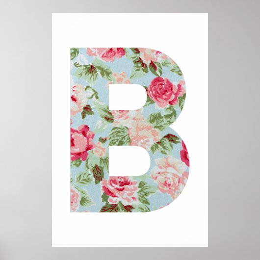 Floral Alphabet ; B Name Alphabet Graphic Poster (Vorne)