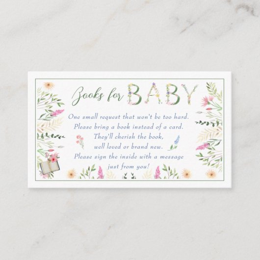 Floral Alphabet Babydusche Bücher für Kinder Begleitkarte (Vorderseite)