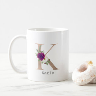 Floral Alphabet individuelle Name Brief "K" Kaffeetasse