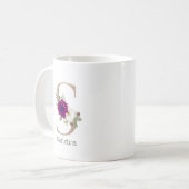 Floral Alphabet individuelle Name Brief "S" Kaffeetasse (Vorderseite Links)