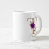Floral Alphabet individuelle Name Brief "T" Jumbo-Tasse (Vorderseite Rechts)