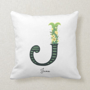 Floral Alphabet - J - Throw Kissen
