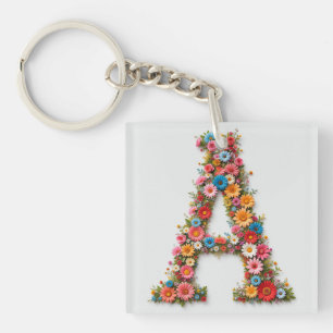Floral Alphabet Letter A entworfen mit farbenfrohe Schlüsselanhänger