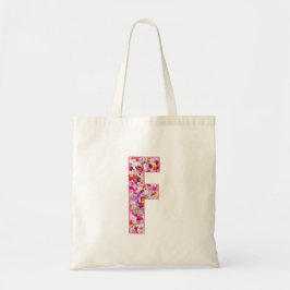Floral Alphabet Letter F Tragetasche