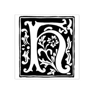 Floral Alphabet Letter H Vintag Typografie Gummistempel