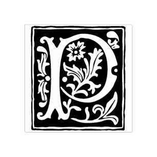 Floral Alphabet Letter P Vintag Typografie Gummistempel