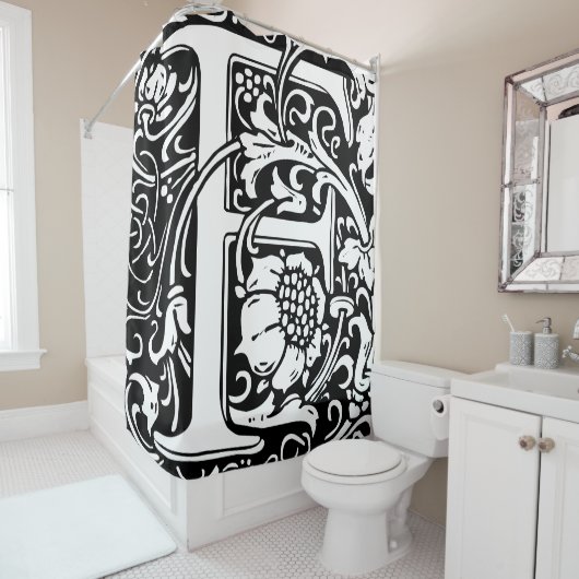 Floral Alphabet Mit Monogramm Letter F Duschvorhang (Beispiel)