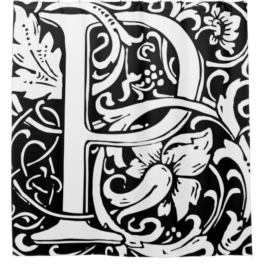 Floral Alphabet Mit Monogramm Letter P Classic Duschvorhang (Vorderseite)