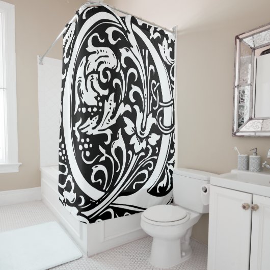 Floral Alphabet Mit Monogramm Letter Q Classic Duschvorhang (Beispiel)