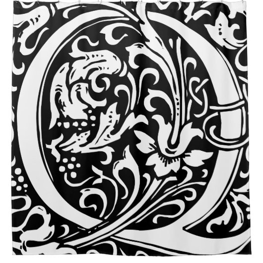 Floral Alphabet Mit Monogramm Letter Q Classic Duschvorhang (Vorderseite)