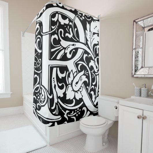 Floral Alphabet Mit Monogramm Letter R Classic Duschvorhang (Beispiel)