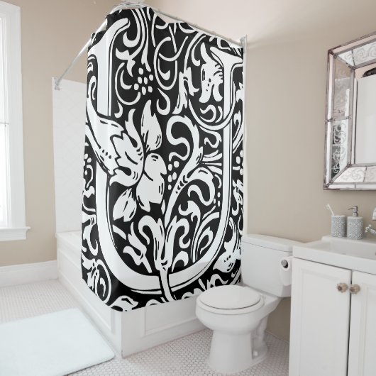 Floral Alphabet Mit Monogramm Letter U Classic Duschvorhang (Beispiel)