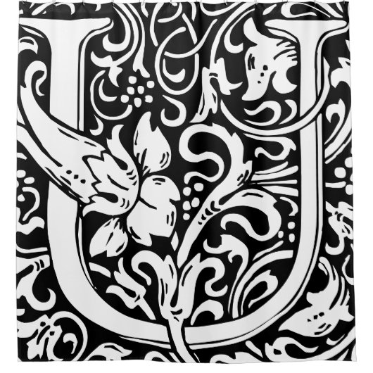 Floral Alphabet Mit Monogramm Letter U Classic Duschvorhang (Vorderseite)