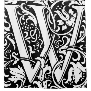 Floral Alphabet Mit Monogramm Letter W Classic Duschvorhang