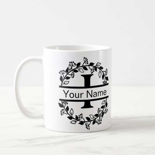 Floral Alphabet mit Name Custom Monogram Kaffeetasse (Links)
