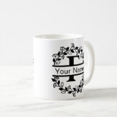 Floral Alphabet mit Name Custom Monogram Kaffeetasse (VorderseiteRechts)