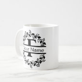 Floral Alphabet mit Name Custom Monogram Kaffeetasse (Vorderseite Links)