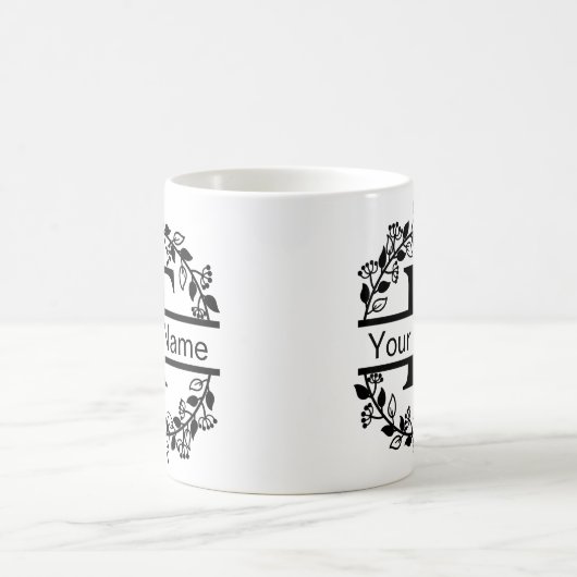 Floral Alphabet mit Name Custom Monogram Kaffeetasse (Mittel)