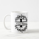 Floral Alphabet mit Name Custom Monogram Kaffeetasse (Links)
