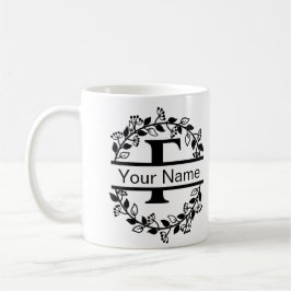 Floral Alphabet mit Name Custom Monogram Kaffeetasse