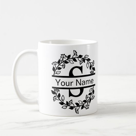Floral Alphabet mit Name Custom Monogram Kaffeetasse (Links)
