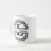 Floral Alphabet mit Name Custom Monogram Kaffeetasse (Vorderseite Links)