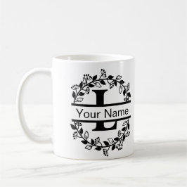 Floral Alphabet mit Name Custom Monogram Kaffeetasse