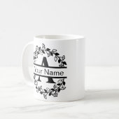 Floral Alphabet mit Name Custom Monogram Kaffeetasse (Vorderseite Links)