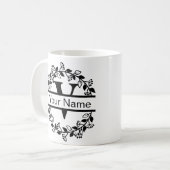 Floral Alphabet mit Name Custom Monogram Kaffeetasse (Vorderseite Links)