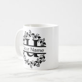 Floral Alphabet mit Name Custom Monogram Kaffeetasse (Vorderseite Links)