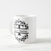 Floral Alphabet mit Name Custom Monogram Kaffeetasse (Vorderseite Links)