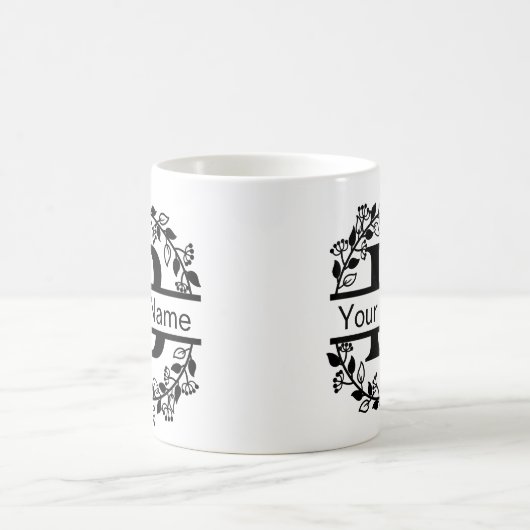 Floral Alphabet mit Name Custom Monogram Kaffeetasse (Mittel)
