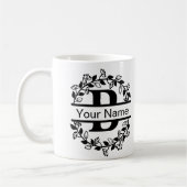 Floral Alphabet mit Name Custom Monogram Kaffeetasse (Links)