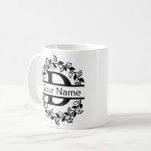 Floral Alphabet mit Name Custom Monogram Kaffeetasse (Vorderseite Links)
