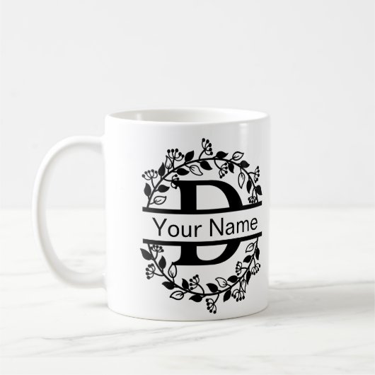Floral Alphabet mit Name Custom Monogram Kaffeetasse (Links)