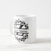 Floral Alphabet mit Name Custom Monogram Kaffeetasse (Vorderseite Links)