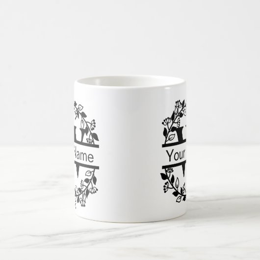 Floral Alphabet mit Name Custom Monogram Kaffeetasse (Mittel)