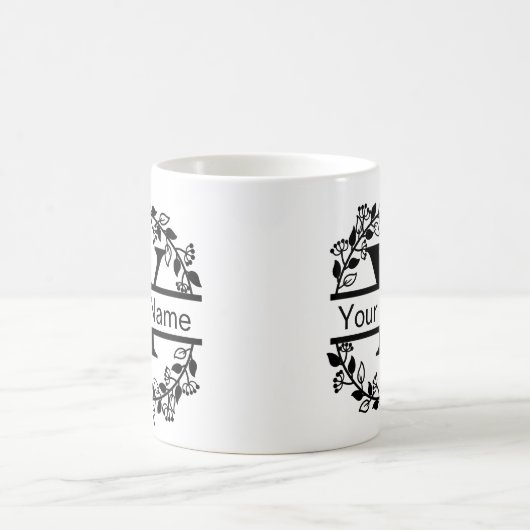 Floral Alphabet mit Name Custom Monogram Kaffeetasse (Mittel)