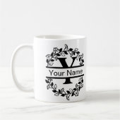 Floral Alphabet mit Name Custom Monogram Kaffeetasse (Links)