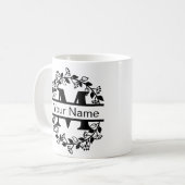 Floral Alphabet mit Name Custom Monogram Kaffeetasse (Vorderseite Links)