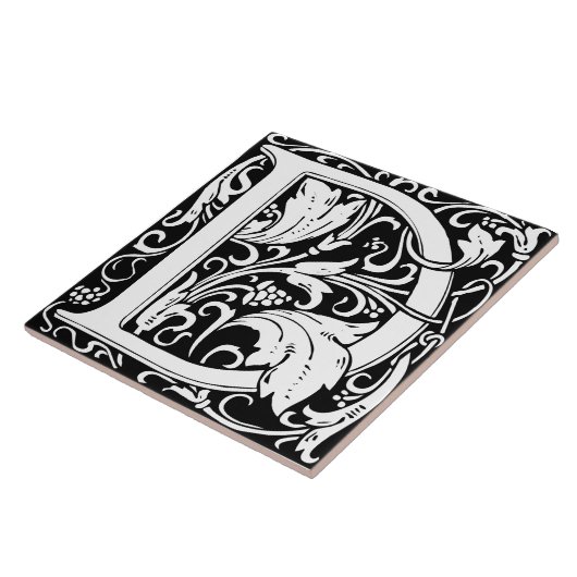 Floral Alphabet Monogram Letter D Tile Fliese (Seite)
