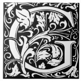 Floral Alphabet Monogram Letter G Tile Fliese (Vorderseite)